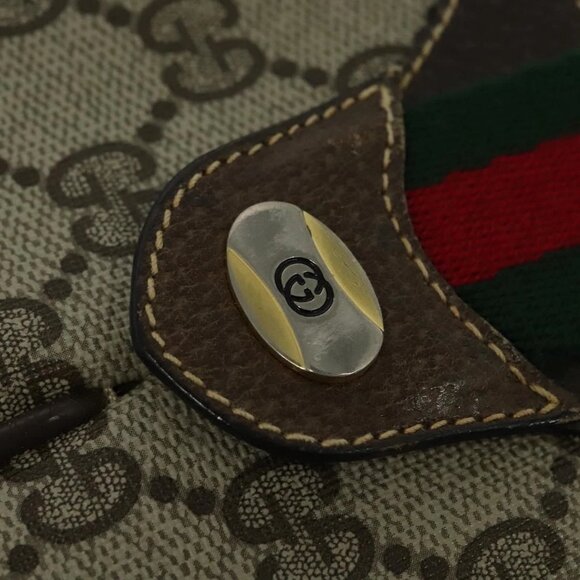 GUCCI GG Supreme Web Sherry Line Bag PVC Beige Gold 904 02 047 Auth th5842 - Picture 14 of 16